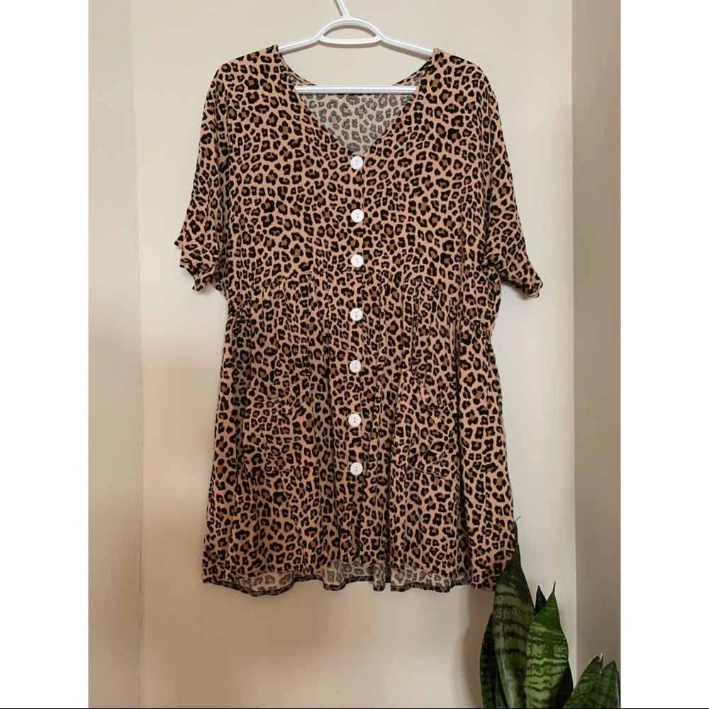 Cheetah print babydoll dress